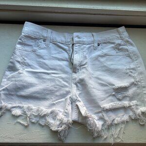 Aerie Daydream Denim/Jean Shorts - White